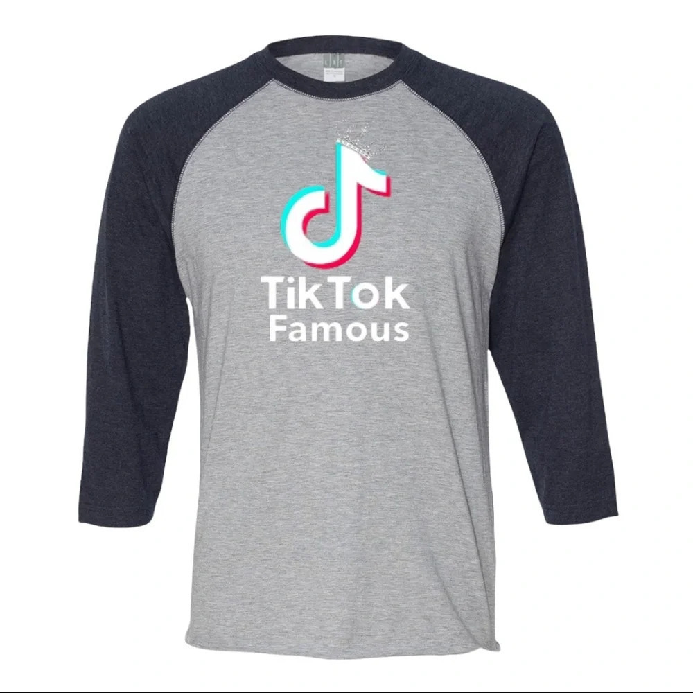 NEW LAT Apparel Unisex 3/4 Sleeve “Tik Tok Famous” Social media Baseball Shirt